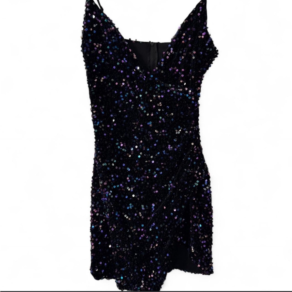 Crystal Doll Black and Purple Sequin Dress